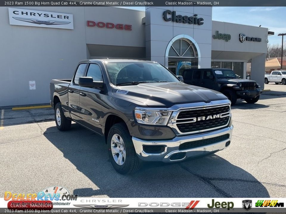 2023 Ram 1500 Big Horn Quad Cab 4x4 Granite Crystal Metallic / Diesel Gray/Black Photo #1