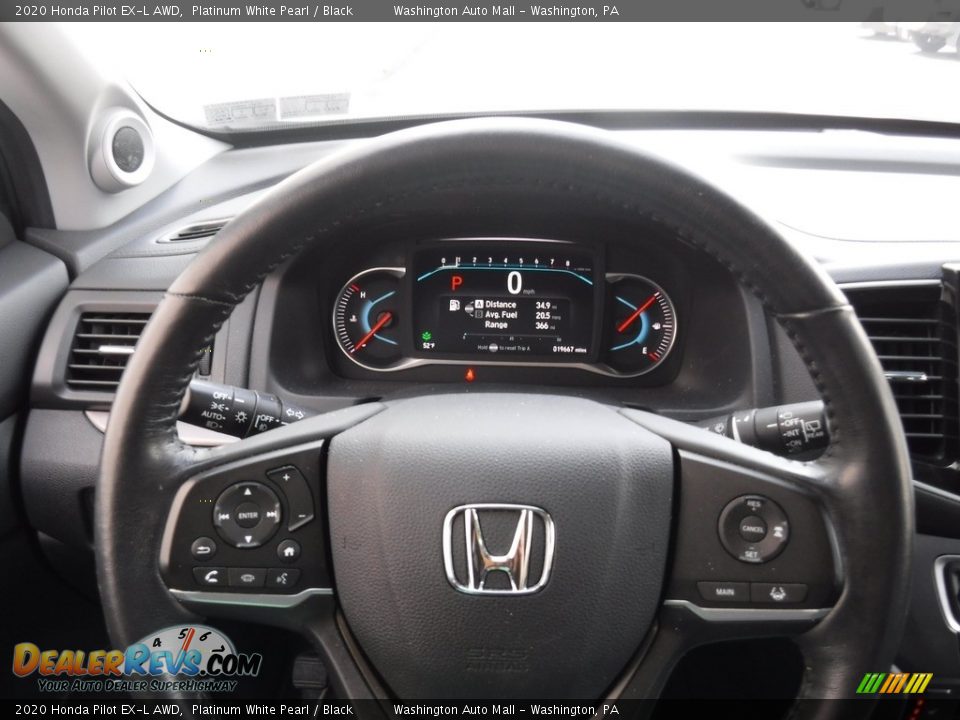 2020 Honda Pilot EX-L AWD Platinum White Pearl / Black Photo #25