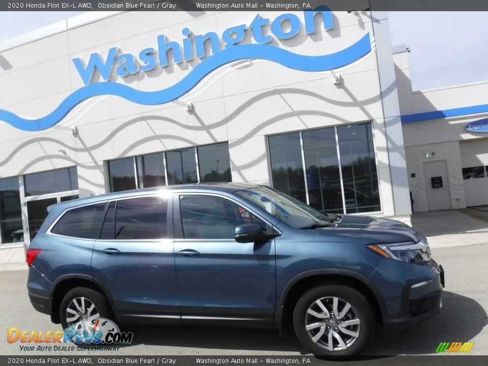 2020 Honda Pilot EX-L AWD Obsidian Blue Pearl / Gray Photo #2