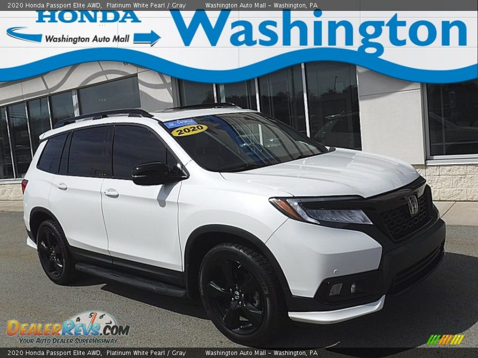 2020 Honda Passport Elite AWD Platinum White Pearl / Gray Photo #1