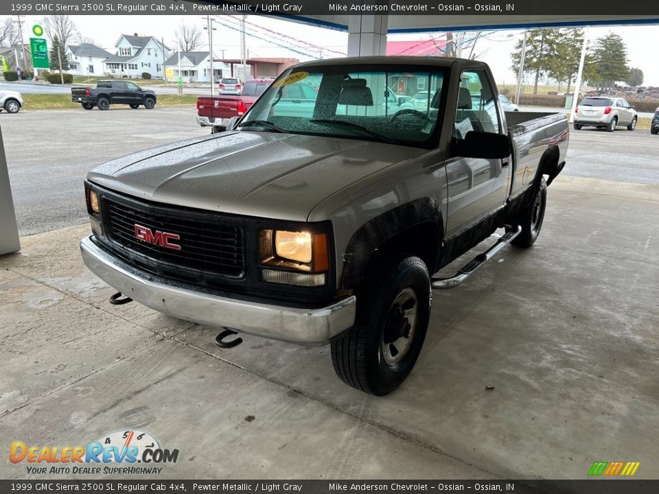 1999 GMC Sierra 2500 SL Regular Cab 4x4 Pewter Metallic / Light Gray Photo #2