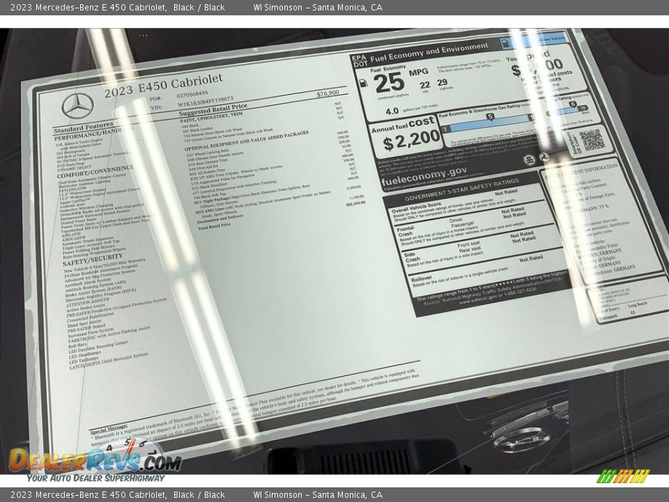 2023 Mercedes-Benz E 450 Cabriolet Window Sticker Photo #13