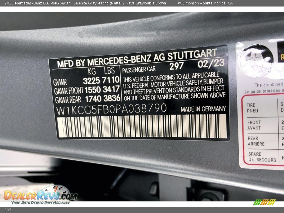 Mercedes-Benz Color Code 297 Selenite Gray Magno (Matte)