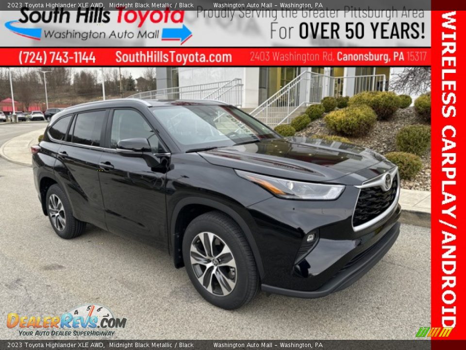 2023 Toyota Highlander XLE AWD Midnight Black Metallic / Black Photo #1