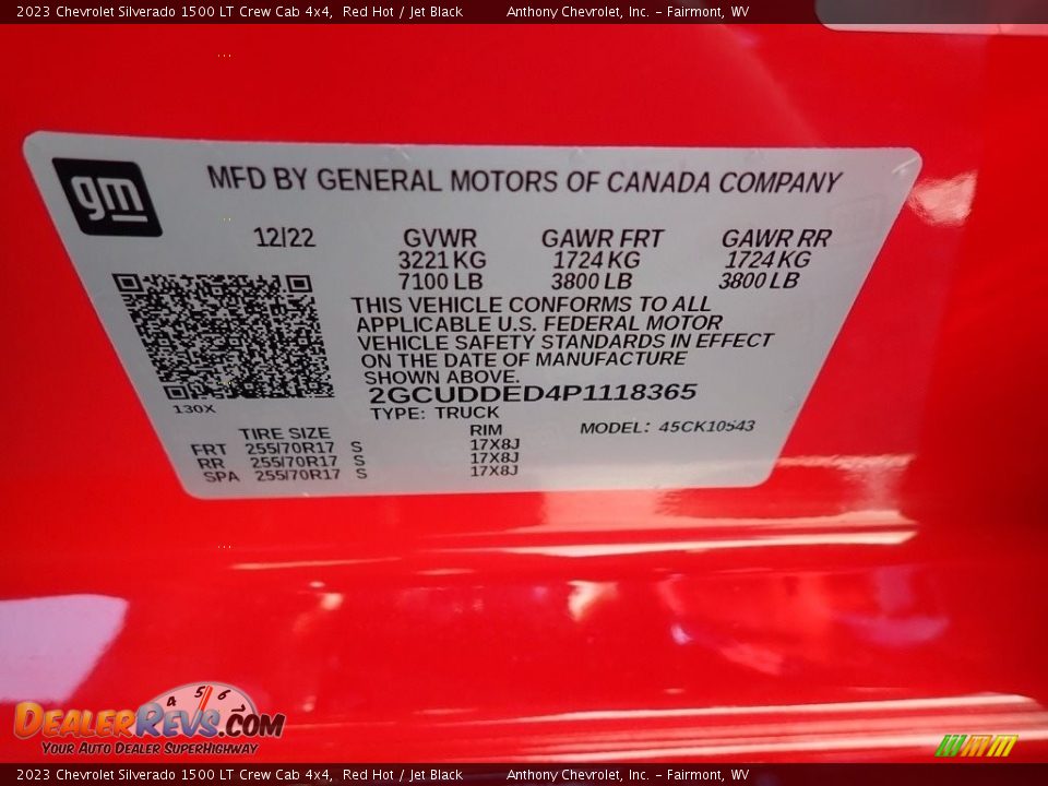 2023 Chevrolet Silverado 1500 LT Crew Cab 4x4 Red Hot / Jet Black Photo #15