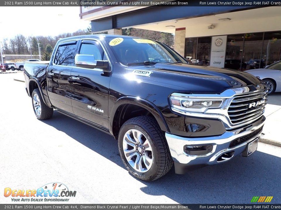 2021 Ram 1500 Long Horn Crew Cab 4x4 Diamond Black Crystal Pearl / Light Frost Beige/Mountain Brown Photo #2