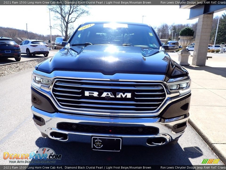 2021 Ram 1500 Long Horn Crew Cab 4x4 Diamond Black Crystal Pearl / Light Frost Beige/Mountain Brown Photo #3