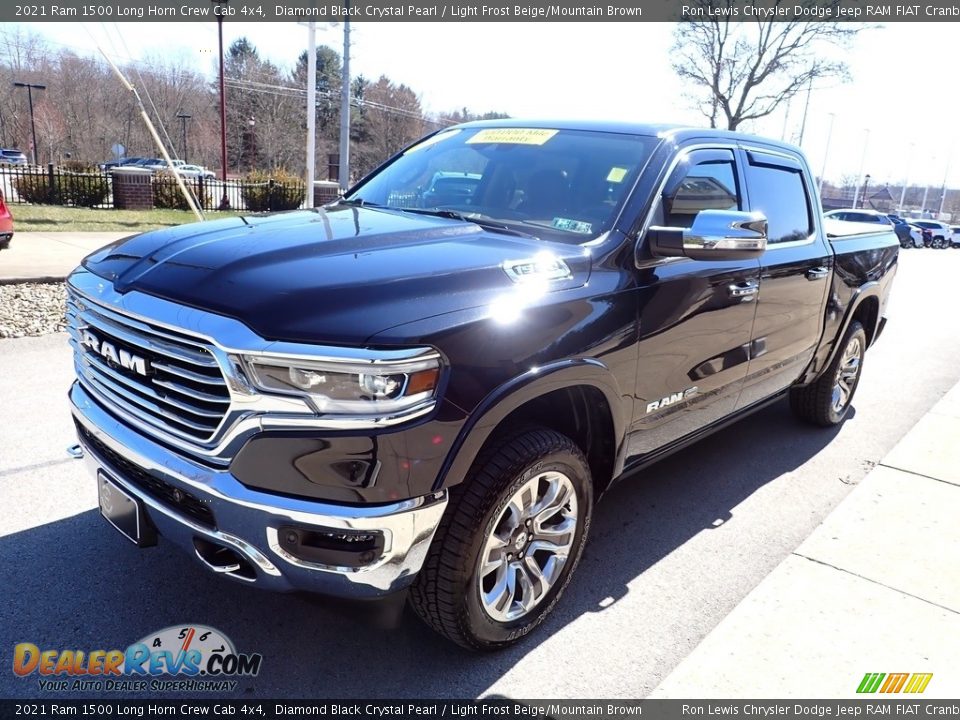 2021 Ram 1500 Long Horn Crew Cab 4x4 Diamond Black Crystal Pearl / Light Frost Beige/Mountain Brown Photo #4