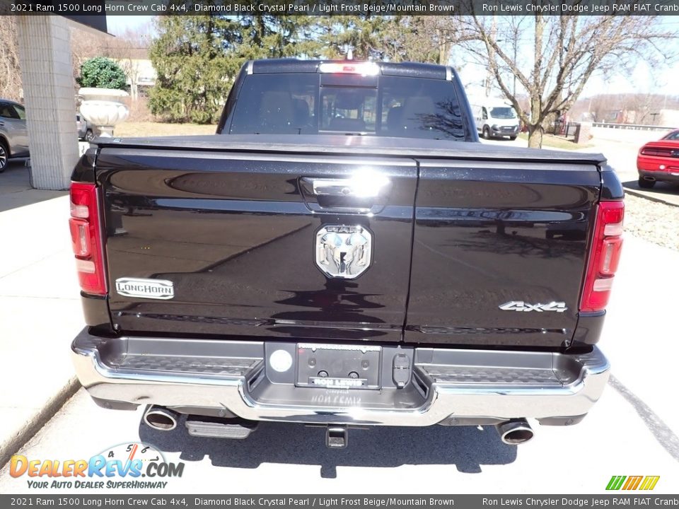 2021 Ram 1500 Long Horn Crew Cab 4x4 Diamond Black Crystal Pearl / Light Frost Beige/Mountain Brown Photo #7