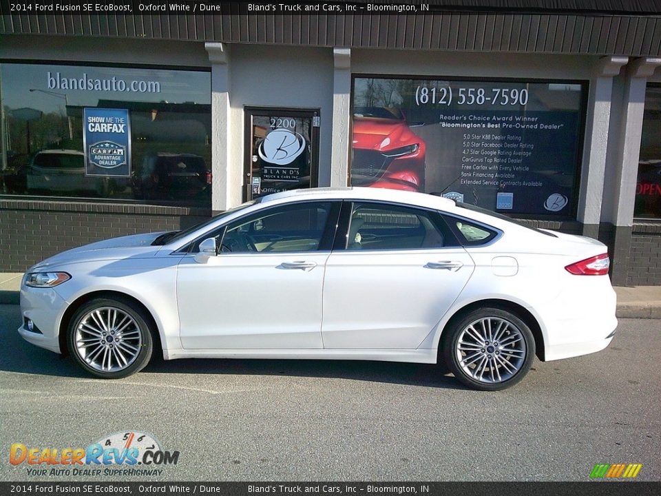 2014 Ford Fusion SE EcoBoost Oxford White / Dune Photo #20