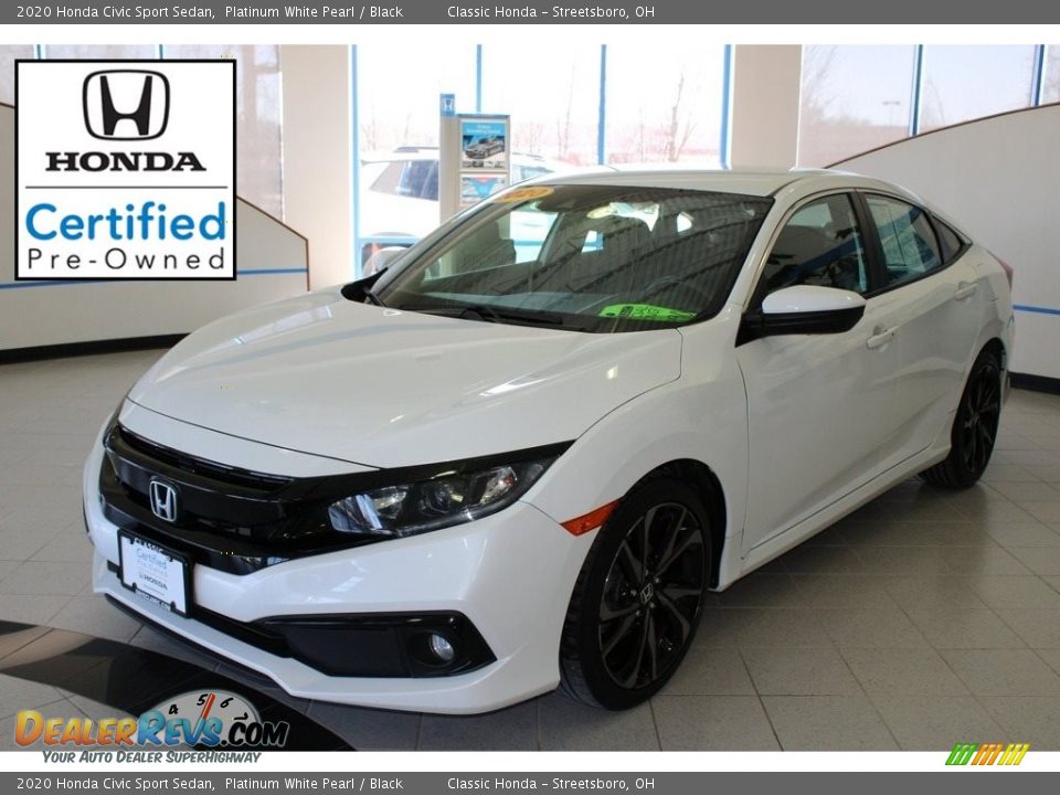 2020 Honda Civic Sport Sedan Platinum White Pearl / Black Photo #1