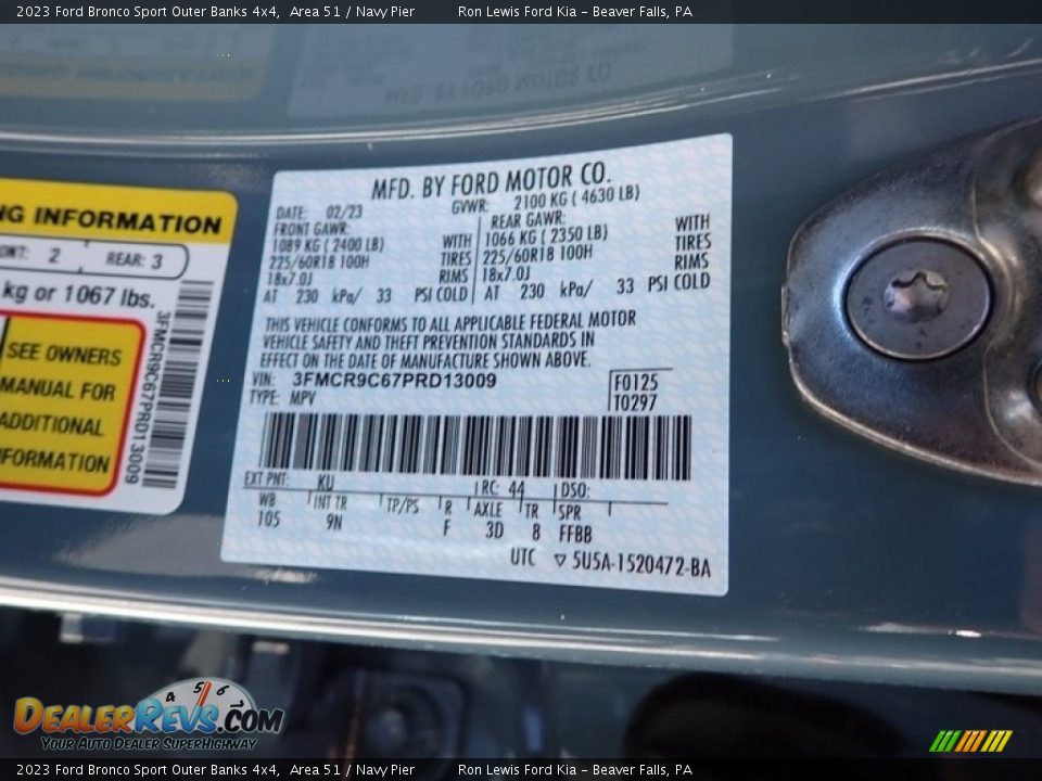 2023 Ford Bronco Sport Outer Banks 4x4 Area 51 / Navy Pier Photo #20