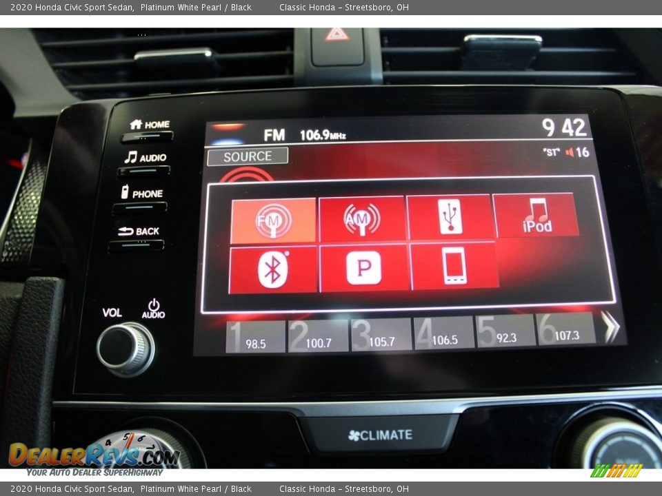 2020 Honda Civic Sport Sedan Platinum White Pearl / Black Photo #36