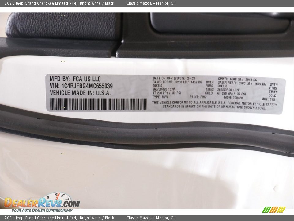 2021 Jeep Grand Cherokee Limited 4x4 Bright White / Black Photo #24