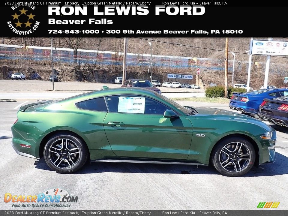 2023 Ford Mustang GT Premium Fastback Eruption Green Metallic / Recaro/Ebony Photo #1