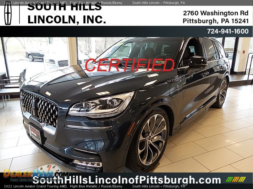 2022 Lincoln Aviator Grand Touring AWD Flight Blue Metallic / Russet/Ebony Photo #1