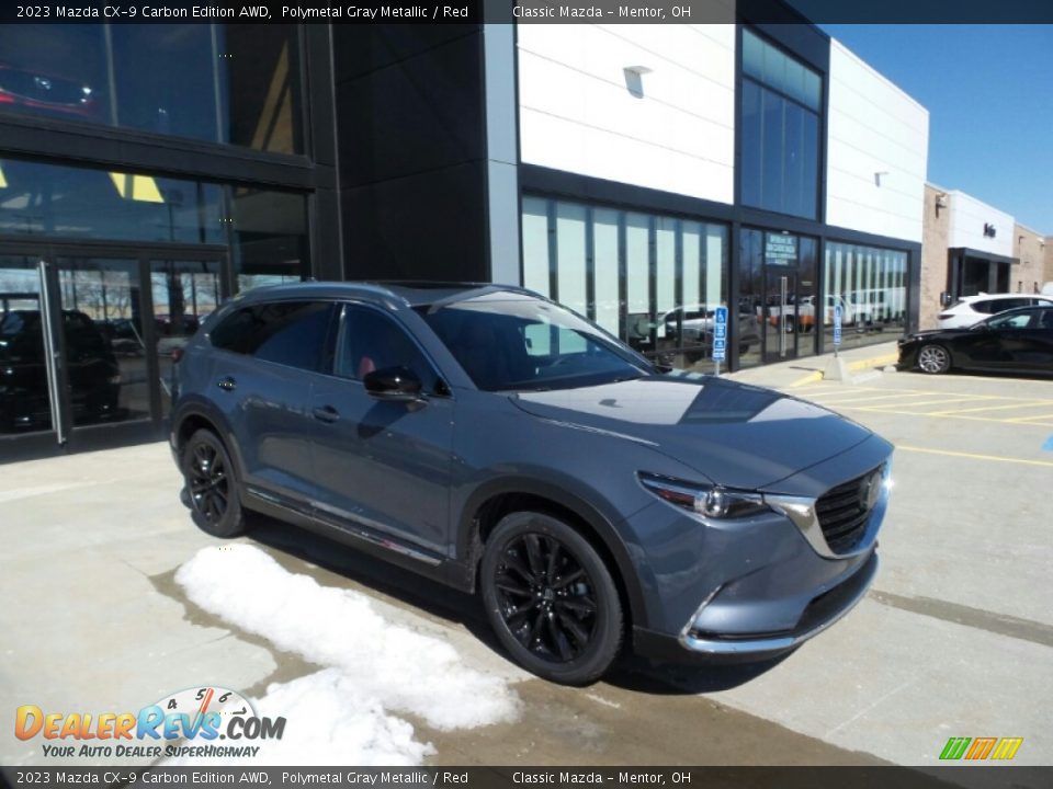 2023 Mazda CX-9 Carbon Edition AWD Polymetal Gray Metallic / Red Photo #1