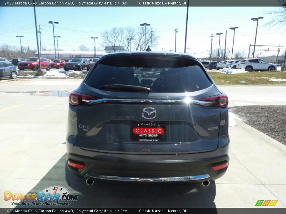 2023 Mazda CX-9 Carbon Edition AWD Polymetal Gray Metallic / Red Photo #5
