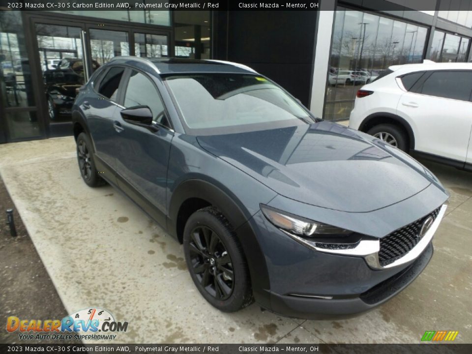 2023 Mazda CX-30 S Carbon Edition AWD Polymetal Gray Metallic / Red Photo #1