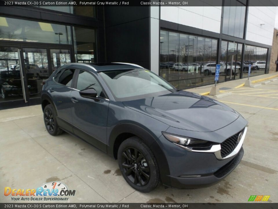 2023 Mazda CX-30 S Carbon Edition AWD Polymetal Gray Metallic / Red Photo #1