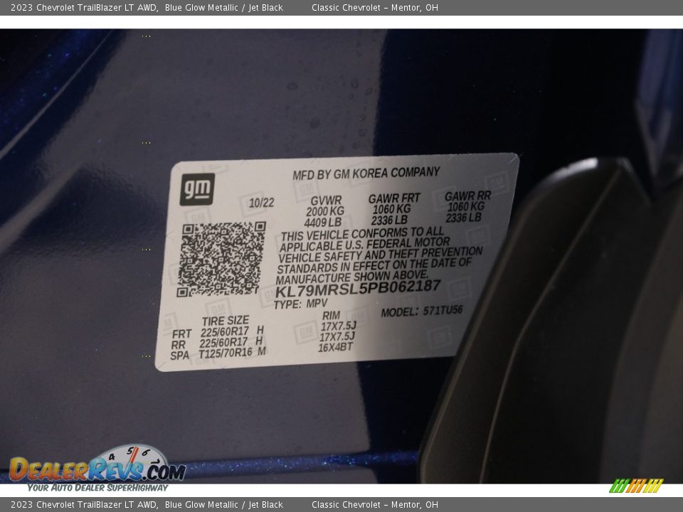 2023 Chevrolet TrailBlazer LT AWD Blue Glow Metallic / Jet Black Photo #24