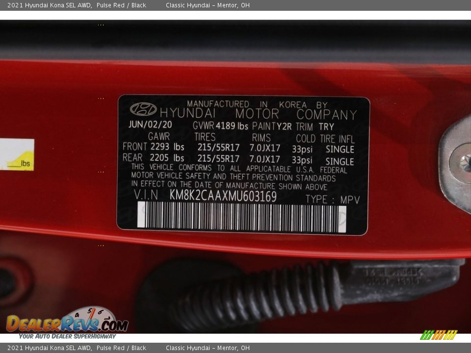 2021 Hyundai Kona SEL AWD Pulse Red / Black Photo #20