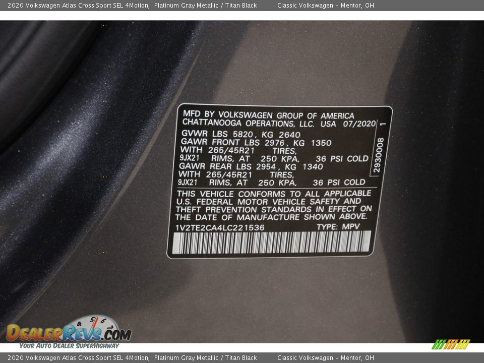 2020 Volkswagen Atlas Cross Sport SEL 4Motion Platinum Gray Metallic / Titan Black Photo #22