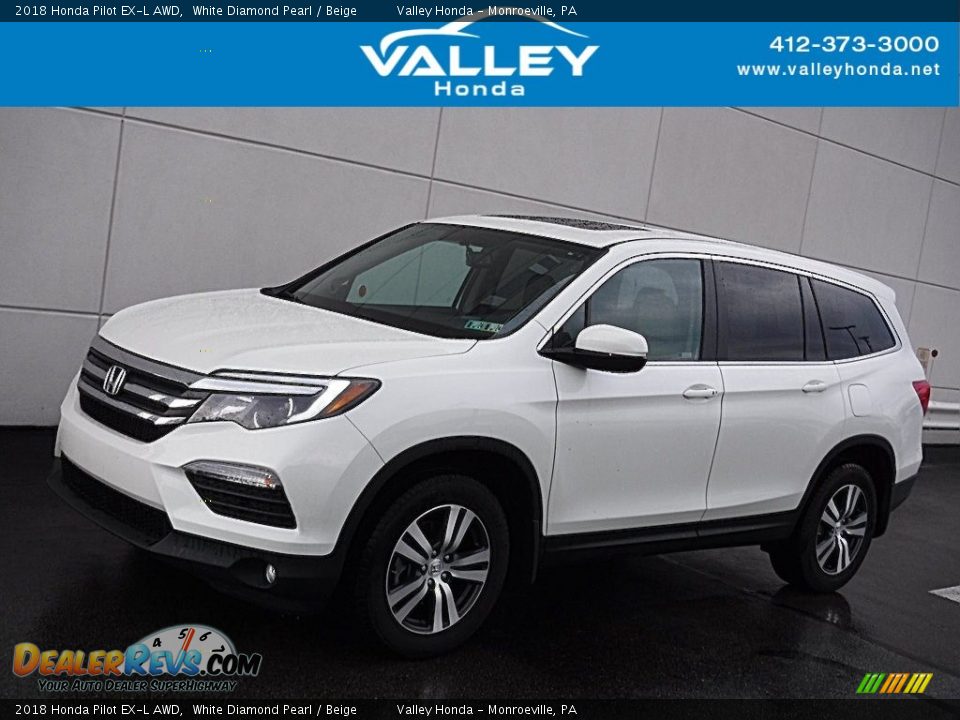 2018 Honda Pilot EX-L AWD White Diamond Pearl / Beige Photo #1