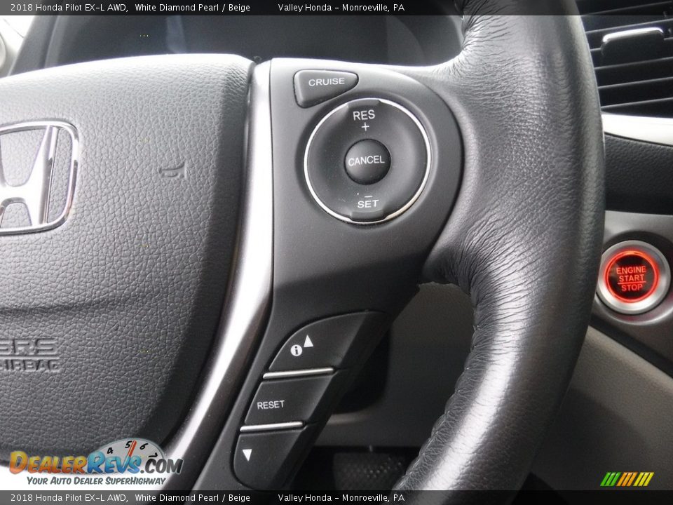 2018 Honda Pilot EX-L AWD White Diamond Pearl / Beige Photo #25