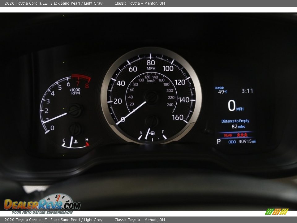 2020 Toyota Corolla LE Black Sand Pearl / Light Gray Photo #8