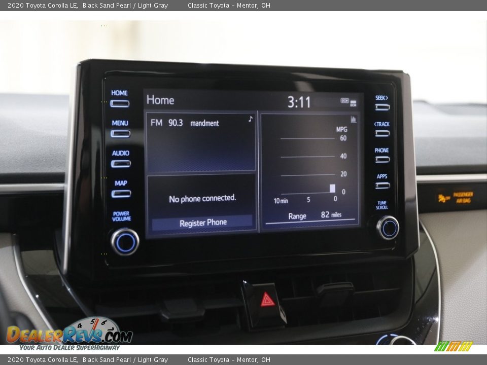 2020 Toyota Corolla LE Black Sand Pearl / Light Gray Photo #10