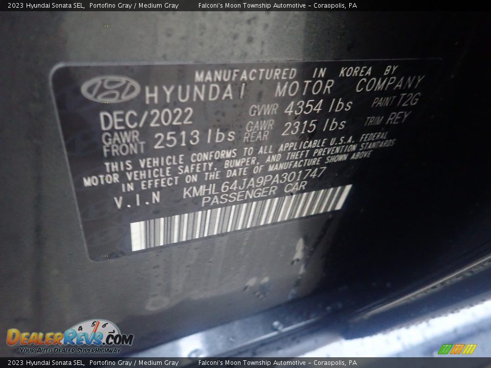 2023 Hyundai Sonata SEL Portofino Gray / Medium Gray Photo #18