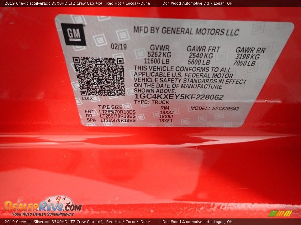 2019 Chevrolet Silverado 3500HD LTZ Crew Cab 4x4 Red Hot / Cocoa/­Dune Photo #35