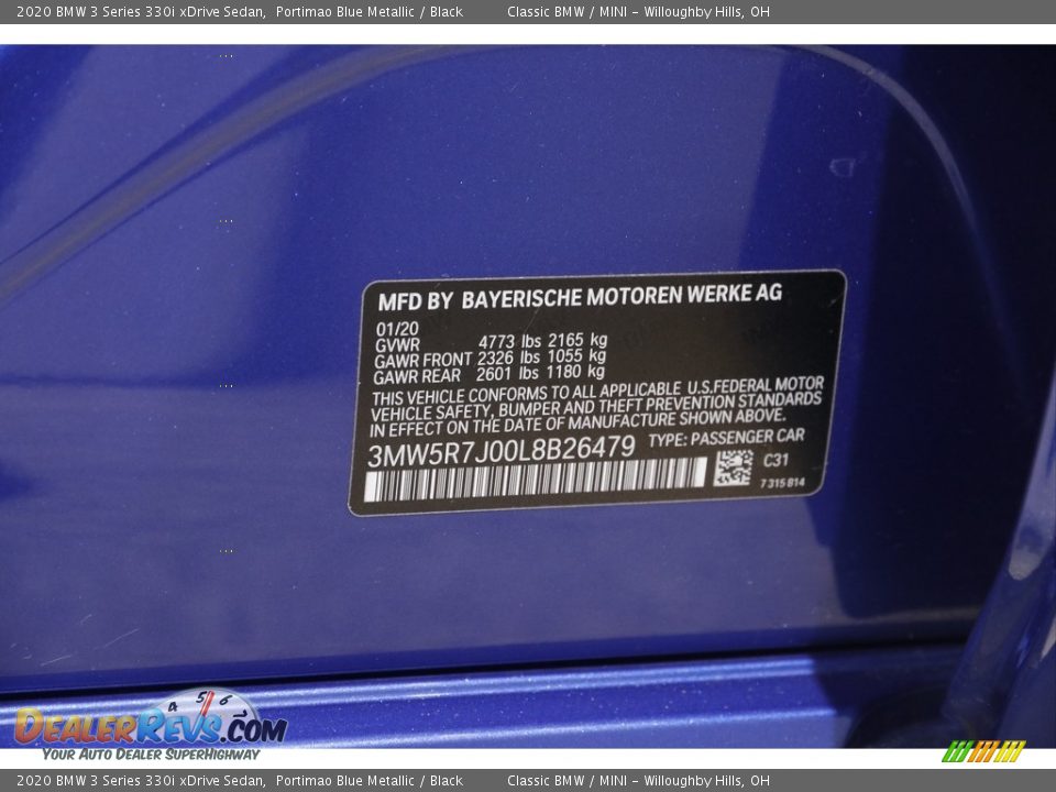 2020 BMW 3 Series 330i xDrive Sedan Portimao Blue Metallic / Black Photo #26