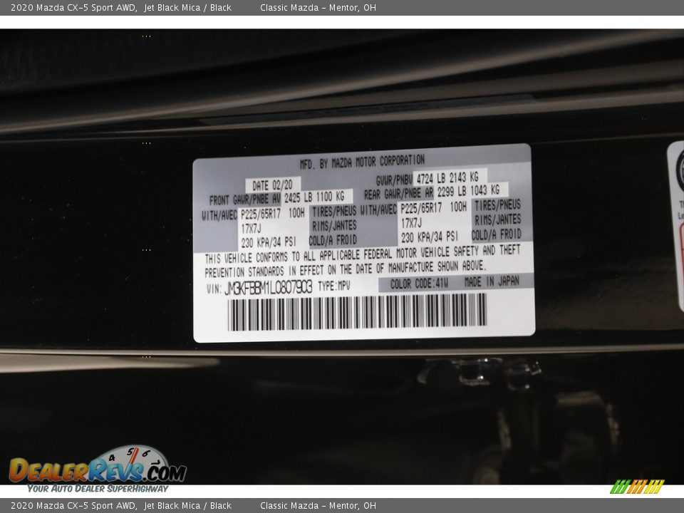 2020 Mazda CX-5 Sport AWD Jet Black Mica / Black Photo #20