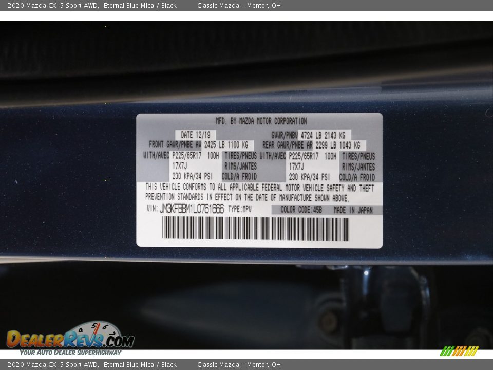 2020 Mazda CX-5 Sport AWD Eternal Blue Mica / Black Photo #20