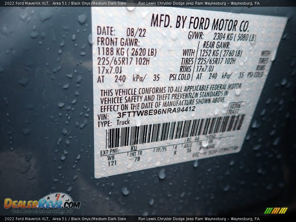 2022 Ford Maverick XLT Area 51 / Black Onyx/Medium Dark Slate Photo #15