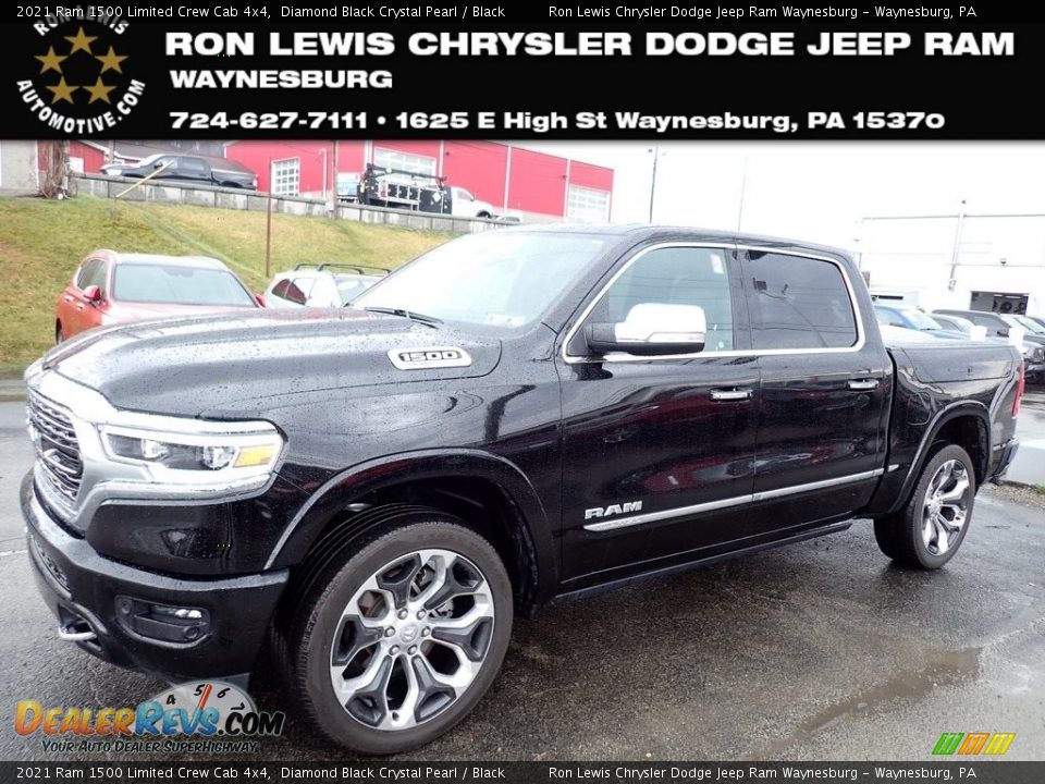 2021 Ram 1500 Limited Crew Cab 4x4 Diamond Black Crystal Pearl / Black Photo #1