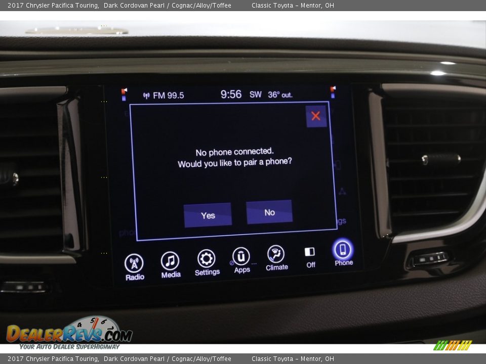 2017 Chrysler Pacifica Touring Dark Cordovan Pearl / Cognac/Alloy/Toffee Photo #14