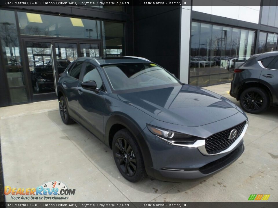 2023 Mazda CX-30 S Carbon Edition AWD Polymetal Gray Metallic / Red Photo #1
