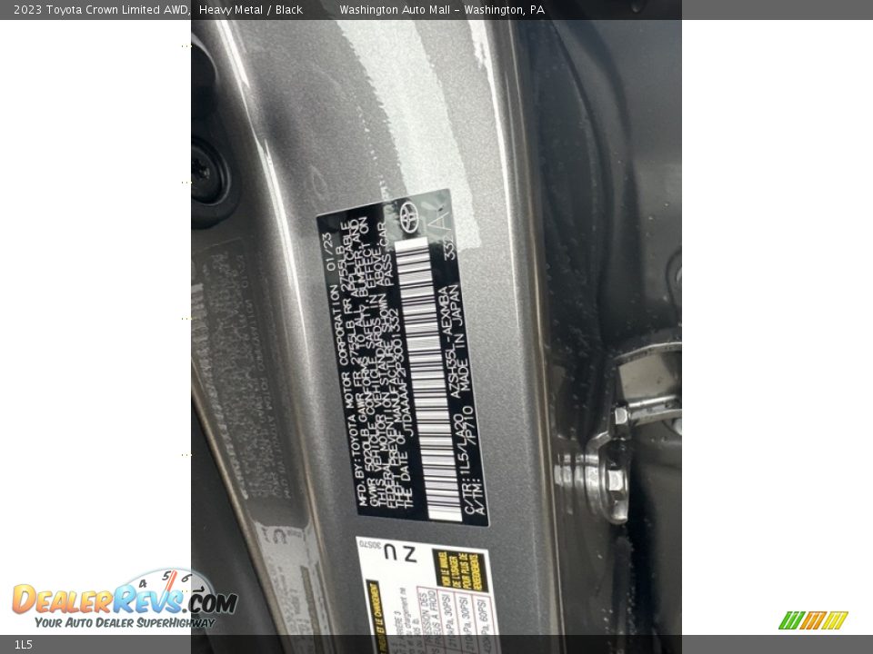 Toyota Color Code 1L5 Heavy Metal