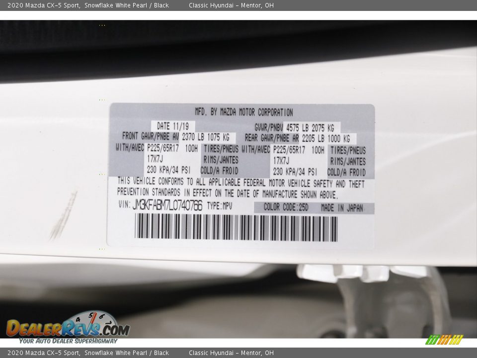 2020 Mazda CX-5 Sport Snowflake White Pearl / Black Photo #20