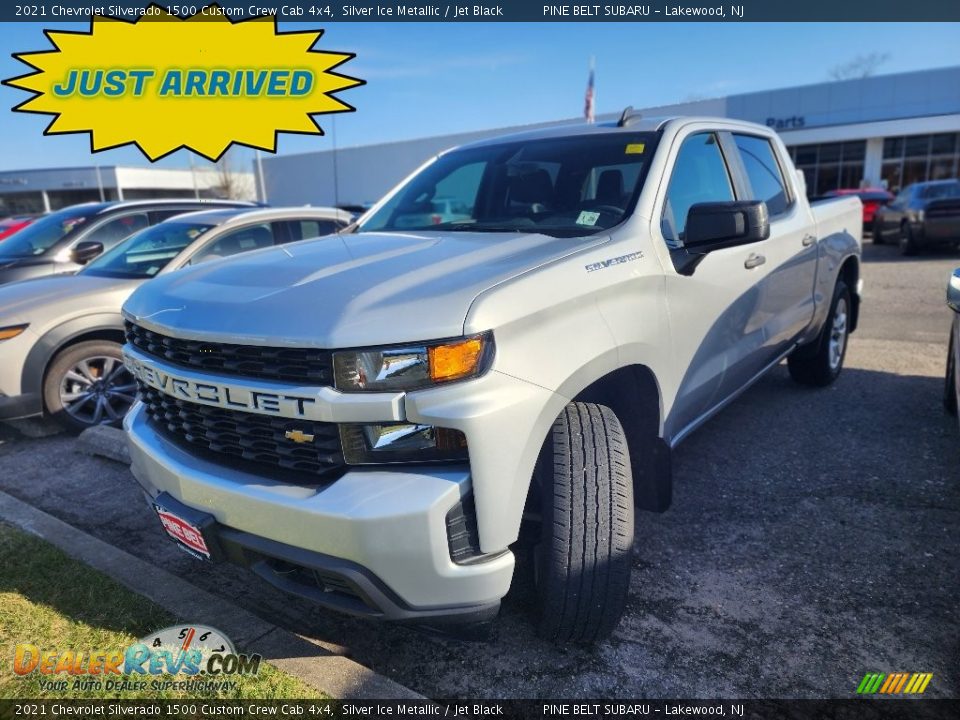 2021 Chevrolet Silverado 1500 Custom Crew Cab 4x4 Silver Ice Metallic / Jet Black Photo #1