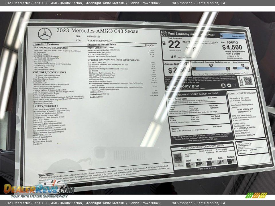 2023 Mercedes-Benz C 43 AMG 4Matic Sedan Window Sticker Photo #13