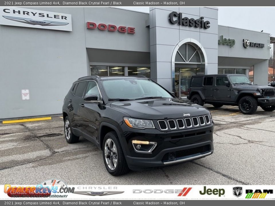 2021 Jeep Compass Limited 4x4 Diamond Black Crystal Pearl / Black Photo #1