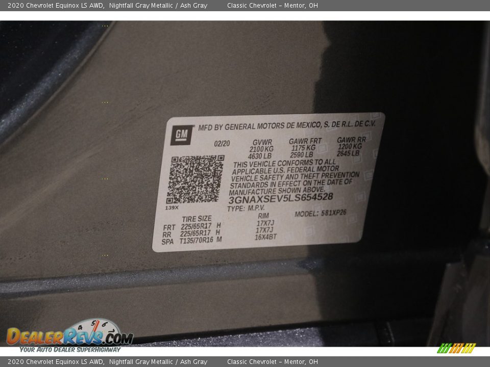 2020 Chevrolet Equinox LS AWD Nightfall Gray Metallic / Ash Gray Photo #21