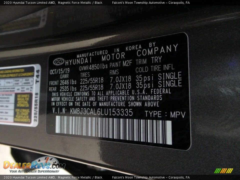 2020 Hyundai Tucson Limited AWD Magnetic Force Metallic / Black Photo #27