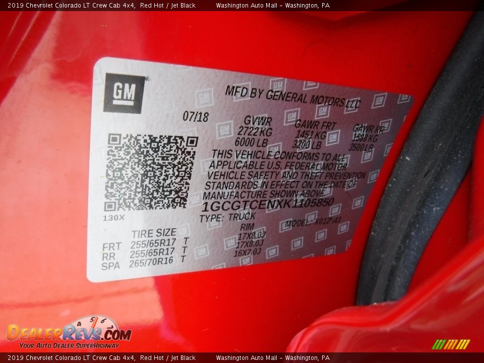 2019 Chevrolet Colorado LT Crew Cab 4x4 Red Hot / Jet Black Photo #33