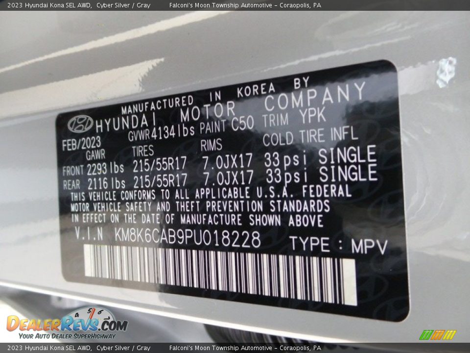 2023 Hyundai Kona SEL AWD Cyber Silver / Gray Photo #18