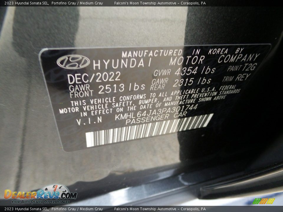 2023 Hyundai Sonata SEL Portofino Gray / Medium Gray Photo #18